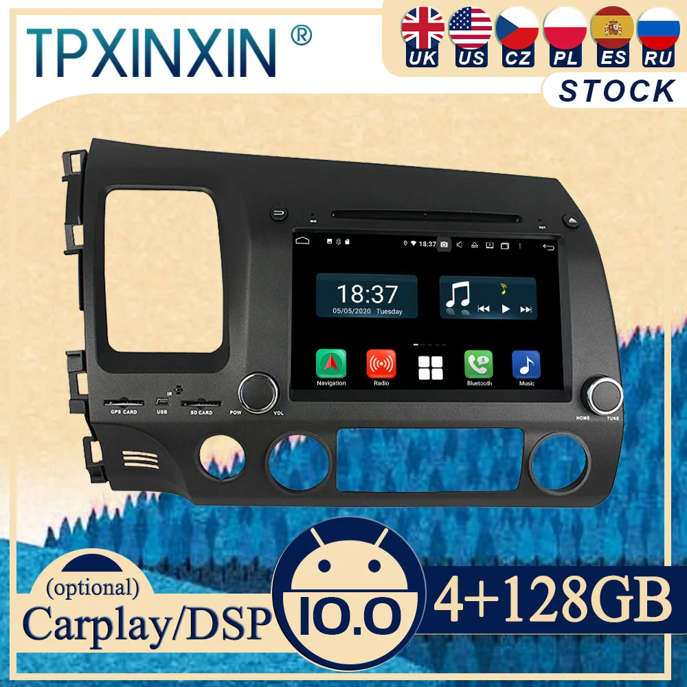 

PX6 For Honda Civic 2006-2012 Android10 Carplay Radio Player Car GPS Navigation Head Unit Car Stereo WIFI DSP BT