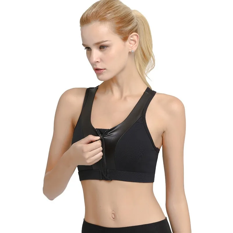 

Zipper Adjustable Sports Bra Shock-proof Running Fitness Quick Dry Back Yoga Bras Underwear Girl Breathable Gym Workout Padded