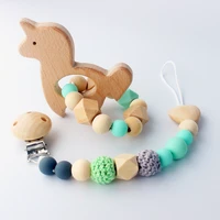 2pcsset baby pacifier clips baby teethers wood silicone speenkoord infant dummy holder pacifier leash cadena chupete bpa free