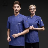 denim chef jacket high quality breathable comfortable double breasted chef uniform top workwear 3color unisex restaurant service