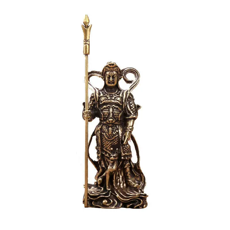 

Bronze Buddha Erlangshen Yang Jian Taoism Ornaments Copper God Statue Antique