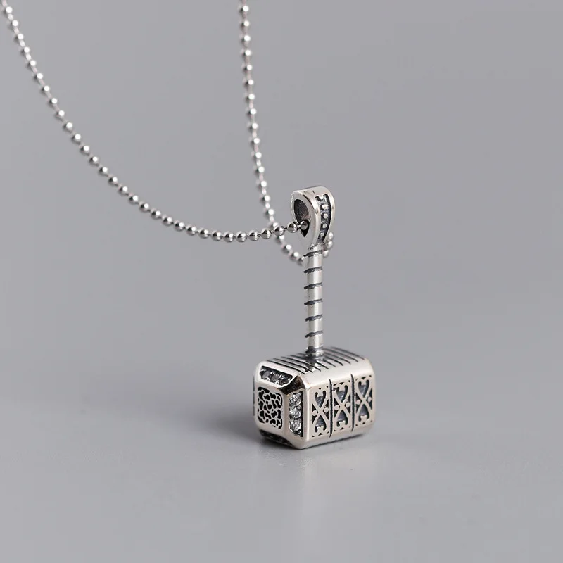 ElfoPlataSi Authentic 925 Sterling Silver Fashion Vintage Hammer Pendant Short Necklace Luxury Jewelry DA698 | Украшения и