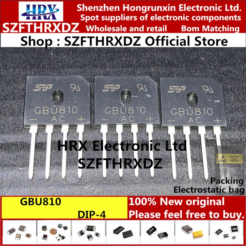 GBU810 Однофазный мост GBU-4 GBU-810 DIP-4 GBU 810(10PCS-20PCS-50PCS
