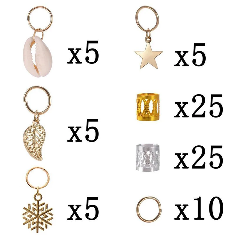 80 шт. украшения Подвески дреды бусины металлические манжеты волосы кольца зажимы