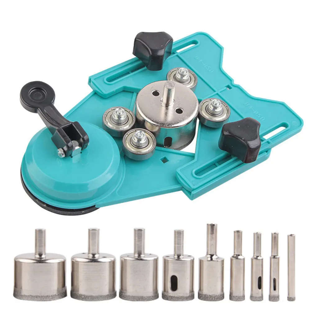 

Marble Hole Opener Tile Drill Guide Vacuum Base Sucker 6-30mm Diamond Coated Hole Saw Locator Overlord Diamond Combination Set