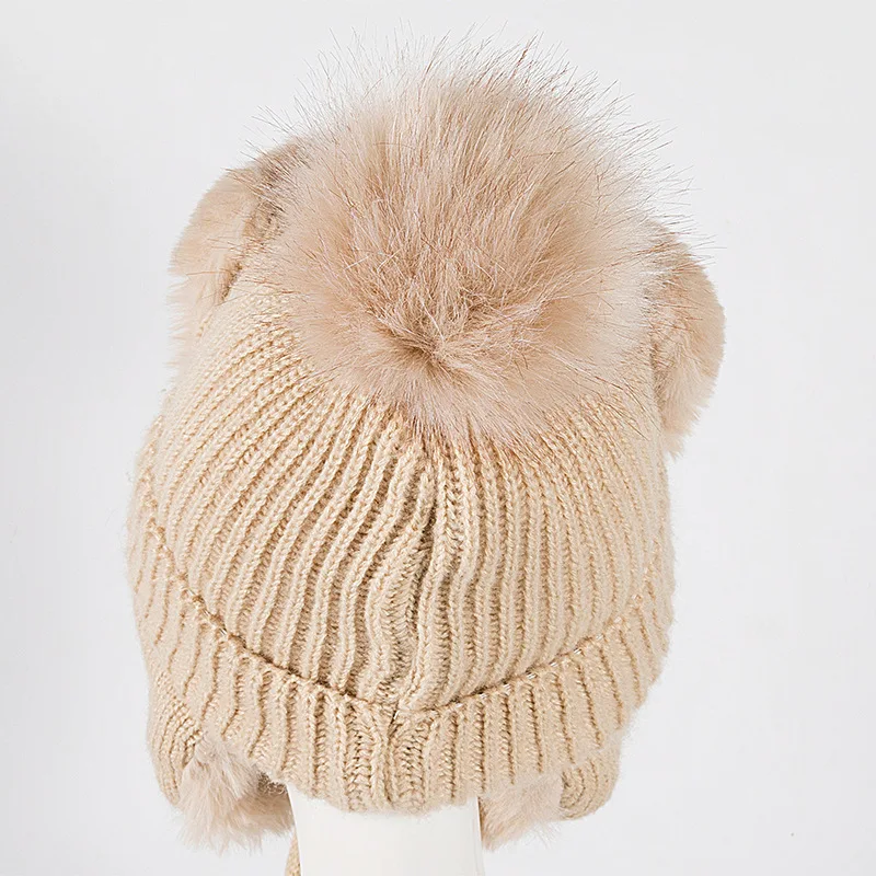 Женская теплая плюшевая хлопковая шапка утолщенная ушанка с накладкой из
