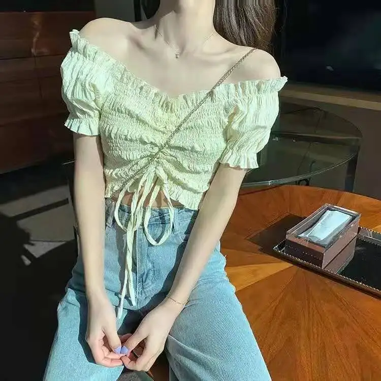 

Топы Chikichi для женщин, Новинка лета 2021 года, стильная корейская модная рубашка с длинными рукавами и завязками, Женский Топ