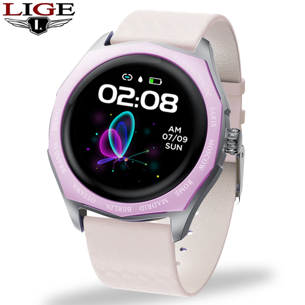 LIGE Новые смарт часы для женщин пульсометр кровяное давление спортивные