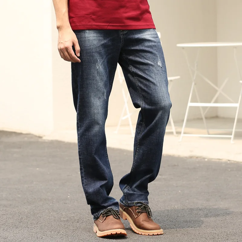 Spring And Autumn Men Jeans Straight Breathable Baggy Blue Leisure Wide Leg Denim Pants Hip Hop Skateboarder Loose Trousers