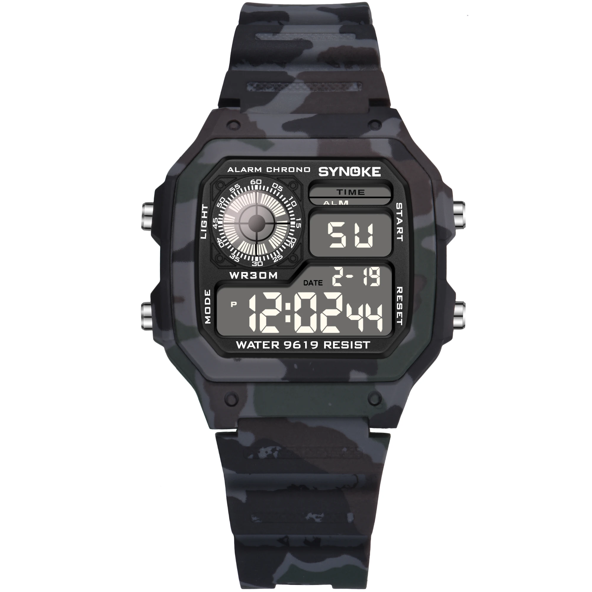 SYNOKE Kids Digital Watches Sports Camouflage Military Multi Function 7 Colorful Luminous Waterproof Children Digital Watches