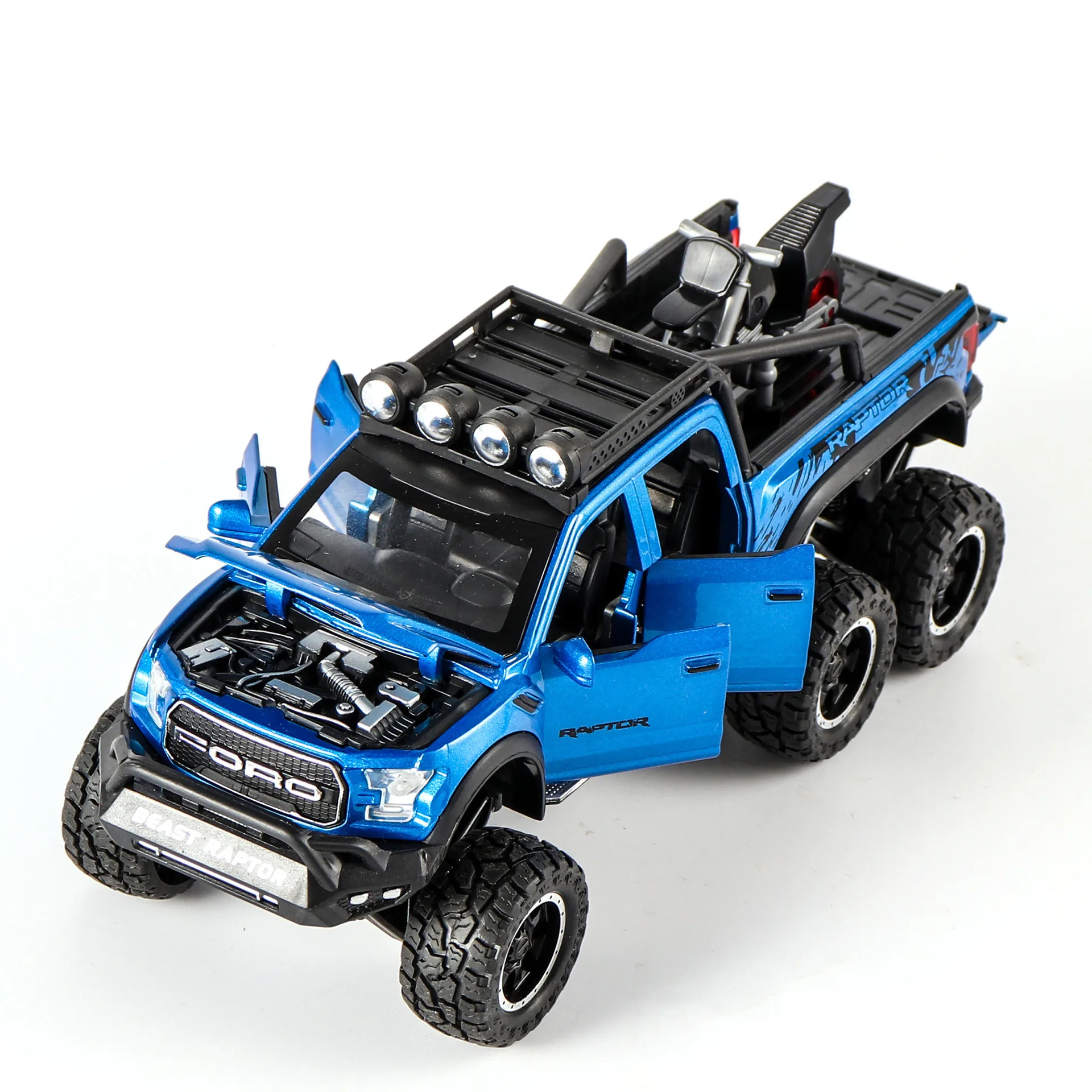 Горячая Распродажа 1:28 Новинка Ford F150 Raptor модель сплава, литье под давлением звук и светильник обратно к модели автомобиля, Изысканные Подарки