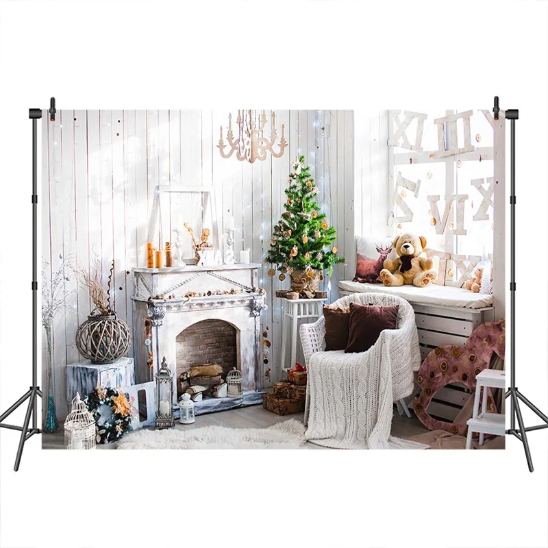 

Mocsicka Photography Backdrops luxury living room Christmas Tree Gifts Fireplace Decorations Studio Photo Prop Backgrounds