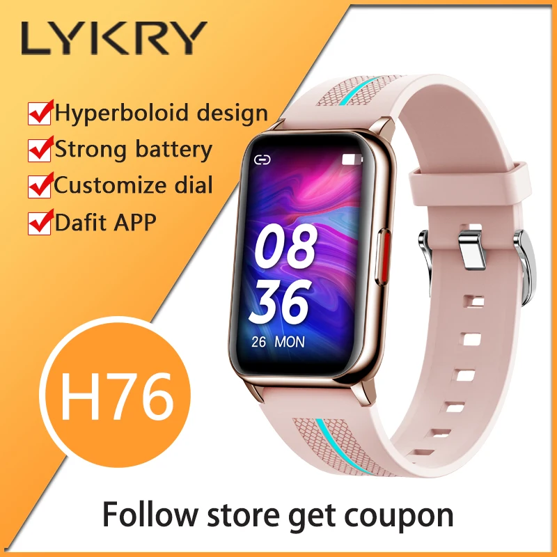 

LYKRY H76 Smartwatch 1.57inch Screen Blood Pressure IP68 Waterproof Long Standby Men Women Watch Fitness Watches For Android ios