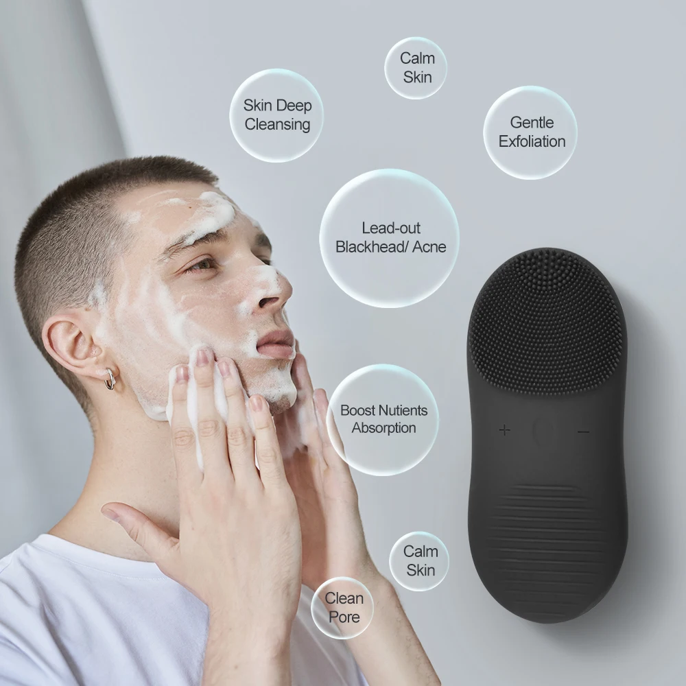 

Wireless Charger Silicone Facial Cleansing Brush Sonic Face Brush Deep Pore Cleansing Blackhead Remover Massage Facial Cleaner