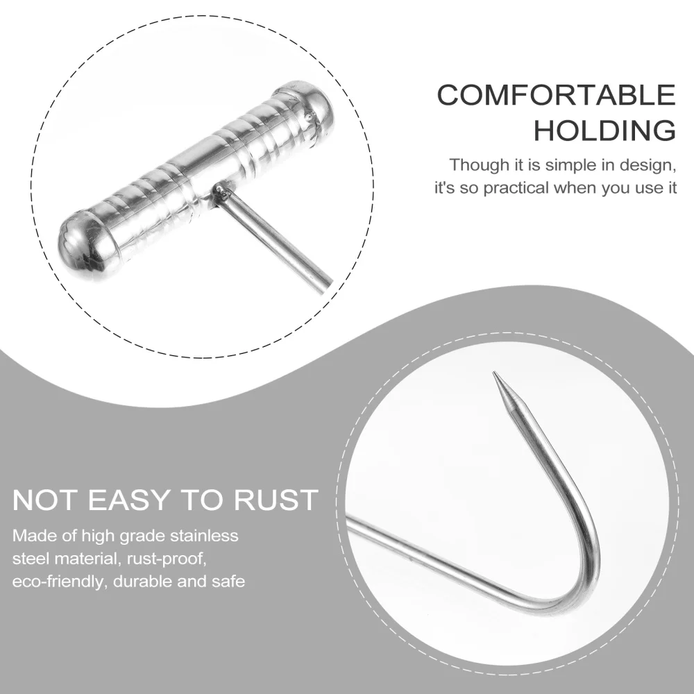 

2 Pcs Stainless Steel Meat Hook Utility T Shaped Hanging Hook Ham Hanger