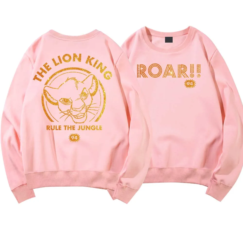 Женский свитер с круглым вырезом и буквенным принтом Король джунглей унисекс 5