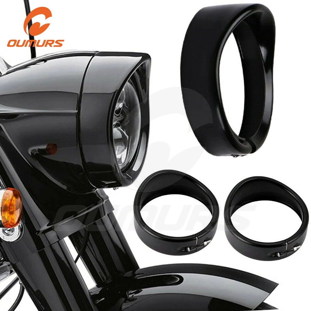 OUMURS мотоцикл 7 &quot4 5&quot фара обшивка кольцо Головной фонарь черный для Harley Road King