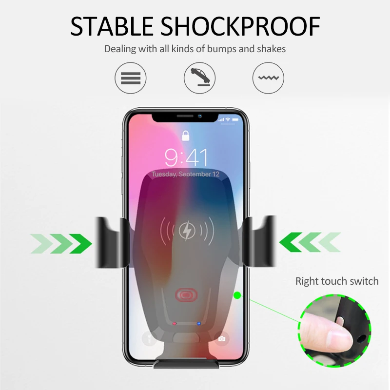 Автомобильное беспроводное зарядное устройство 10 Вт для iPhone 11 Pro Xs Huawei LG