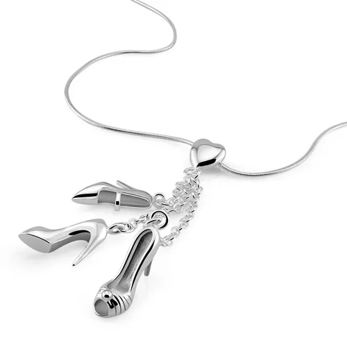 Модное украшение серебряного цвета ожерелье с кулоном специальный дизайн обуви