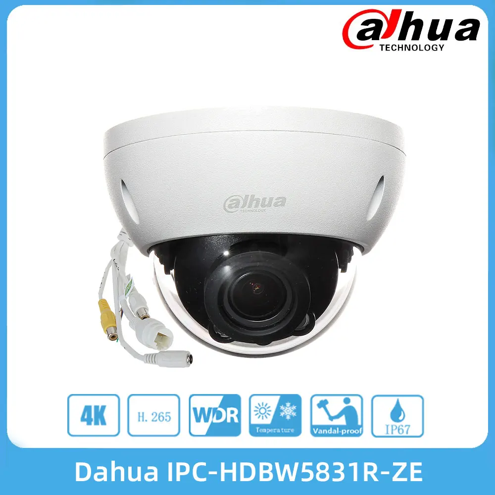 

Dahua IPC-HDBW5831R-ZE 8MP WDR IR Dome Network Camera PoE Power Supply H.265&H.264 2.7mm~12mm Motorized Lens IP67 IK10