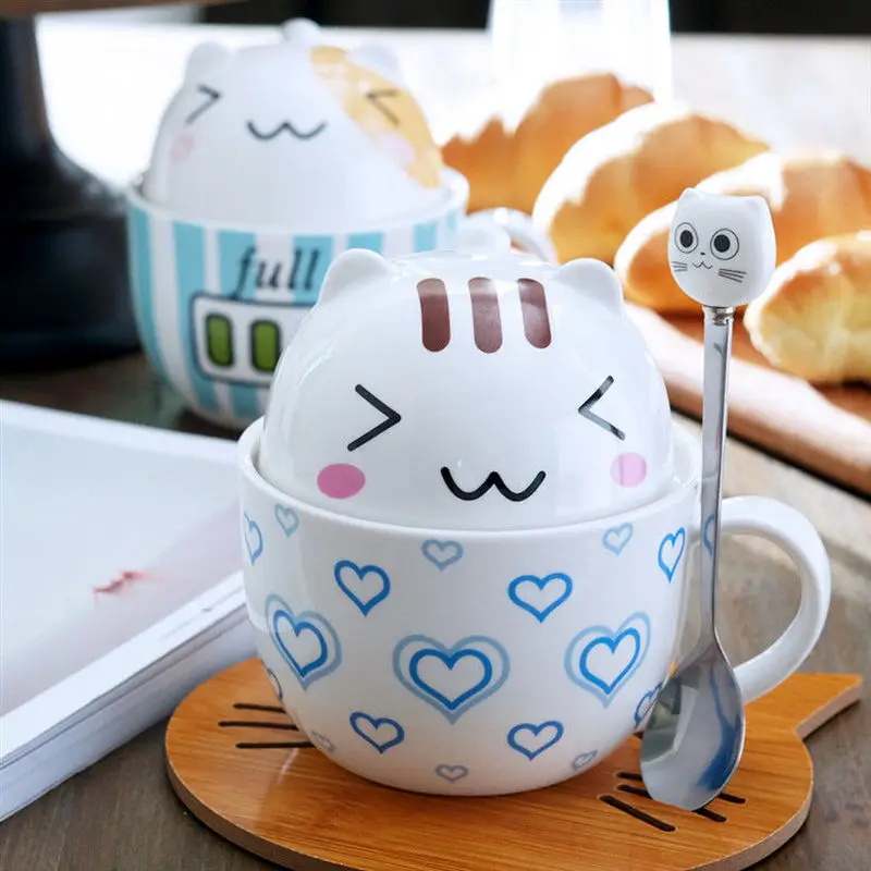 Cartoon Ceramic Mug Couple Cup Coffee Milk Household Men and Women with Lid Spoon Creative Simple Unicorn | Дом и сад