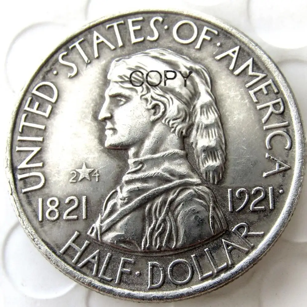 США 1921 2*4 Миссури Памятная Половина доллара Посеребренная КОПИЯ