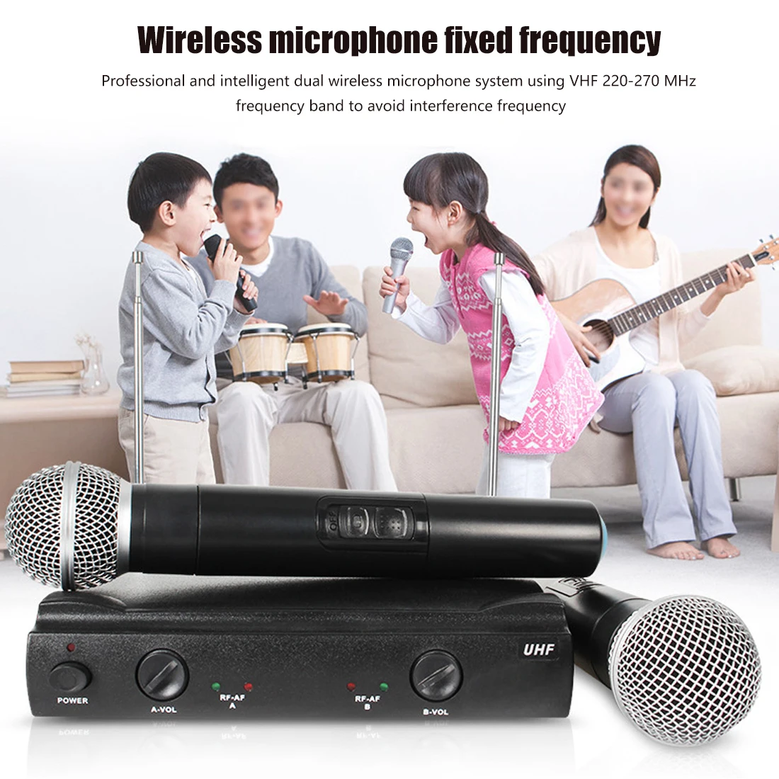 

2 Handheld VHF Frequencies Dynamic Capsule 2 channels Wireless Microphone for Karaoke System Microfone Sem Fio Mic Micro
