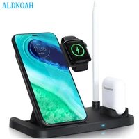 4 in 1 qi wireless charger stand for iphone 12 11 xs xr x 8 apple watch 6 5 4 3 2 airpods pro fast charging dock station