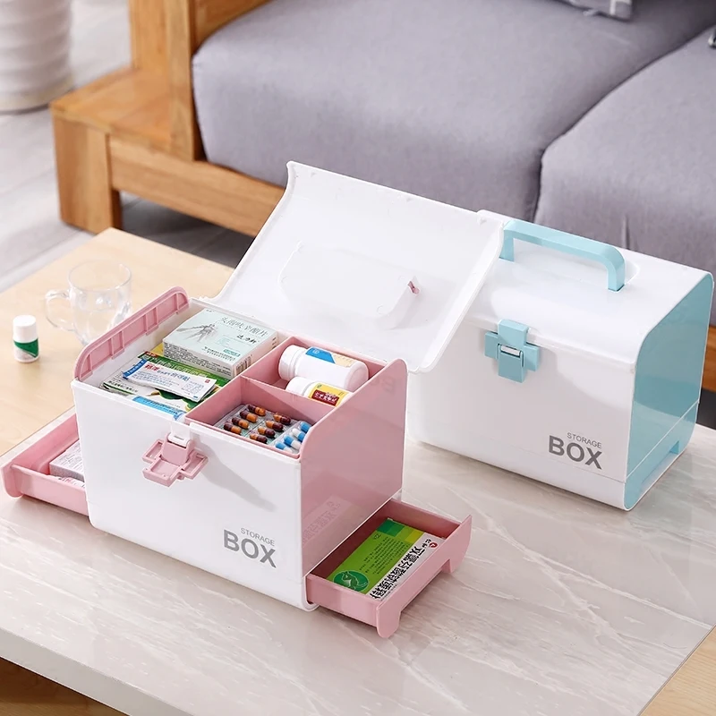 Бытовой многослойный пластиковый медицинский набор большой контейнер для