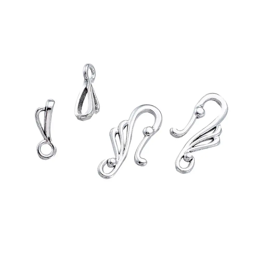 20 комплектов тибетских античных серебряных крючков для крыльев застежка-молния