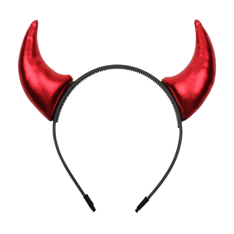 

K3NF Cosplay Devil Headband Ox Horn Headwear for Halloween Party Devil Horn Hair Band Evil Queen Headpiece Party Supplies