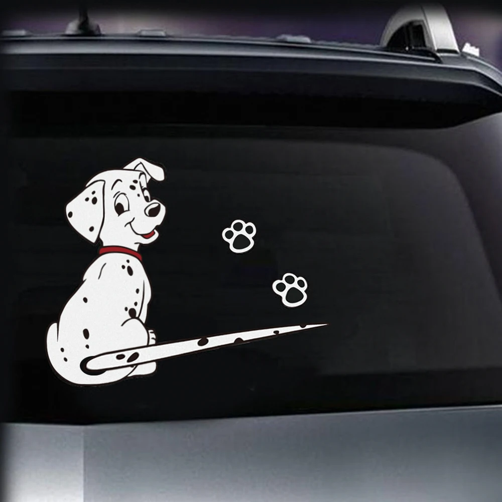 

3D Car Stickers Cute Dalmatian Dog Moving Tail Stickers Reflective Car Styling Window Wiper Decals Rear Windshield Sticker