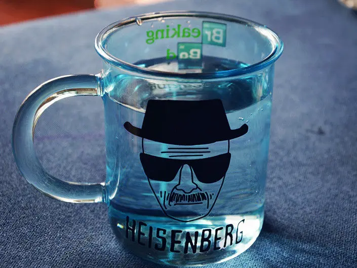 Разбивая Bad Heisenberg кружка синий Градуированный стеклянный мерный стакан кофейные