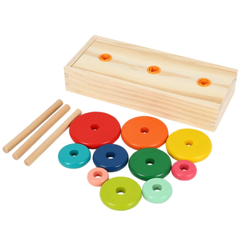 

Wooden Toys Rainbow Stacking Ring Tower Stapeling Blocks Kids Toys Game