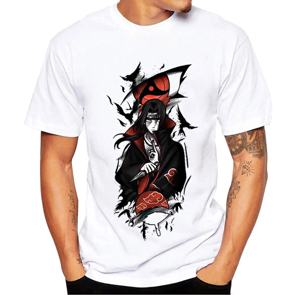 

New Uchiha Itachi T-shirts Man Summer Harajuku Naruto Tshirt Men Unisex T Shirt Anime Funny Akatsuki T-shirt White Top Tees Male