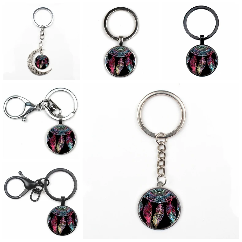 Ретро хрустальный кулон Ловец снов брелок Тибетский круглый стеклянный для