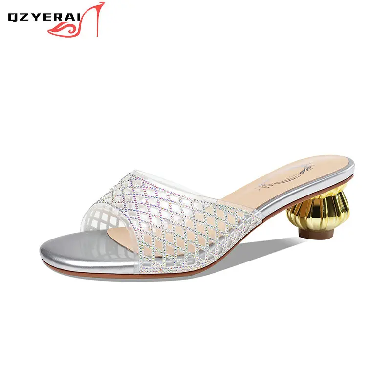 

New Luxury Goods Women Slippers Genuine Leather Shoes Sexy Outdoor Indoor Party Slippers Sandals