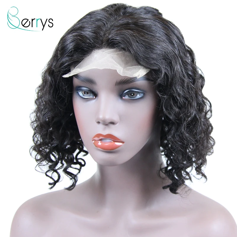 

Human Hair Water Wave Lace Closure Wigs 5x5 Bob Wig Peruvian Virgin Hair Wavy Transparent Lace Wig Pre Plucked with Baby Hair