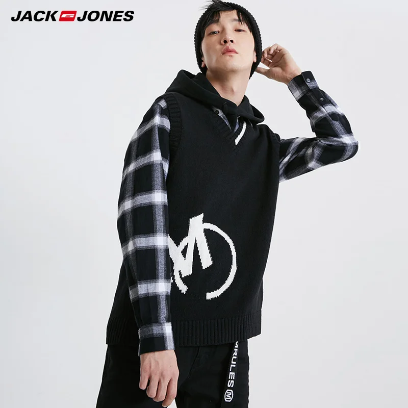 MLMR Мужские Негабаритных письмо колледж Стиль свитер жилет пальто | 219124514|Жилеты|