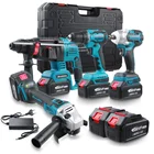 Электрический гаечный ключ 4 в 1 588 в, электрическая дрель, вращающийся молот, угловая шлифовальная машина 125 мм для батареи Makita