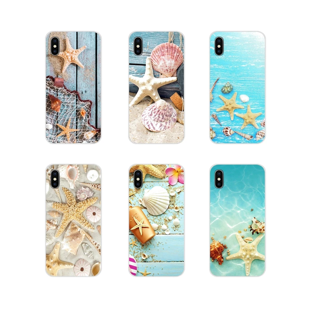 Аксессуары чехлы для телефонов Чехлы синие деревянные Ракушки Морская звезда