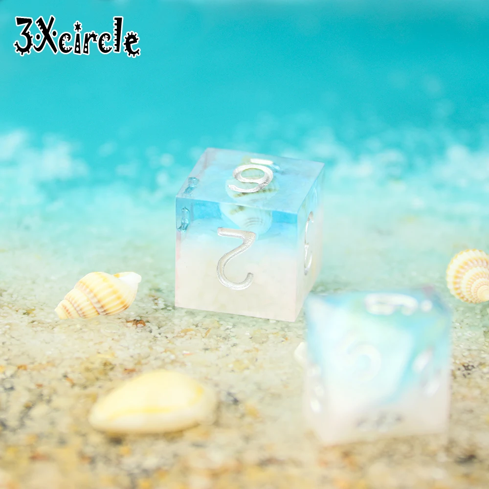 7 шт морскую тематику оболочки многогранные кости с цифрами комплект D4-D20 для Dados