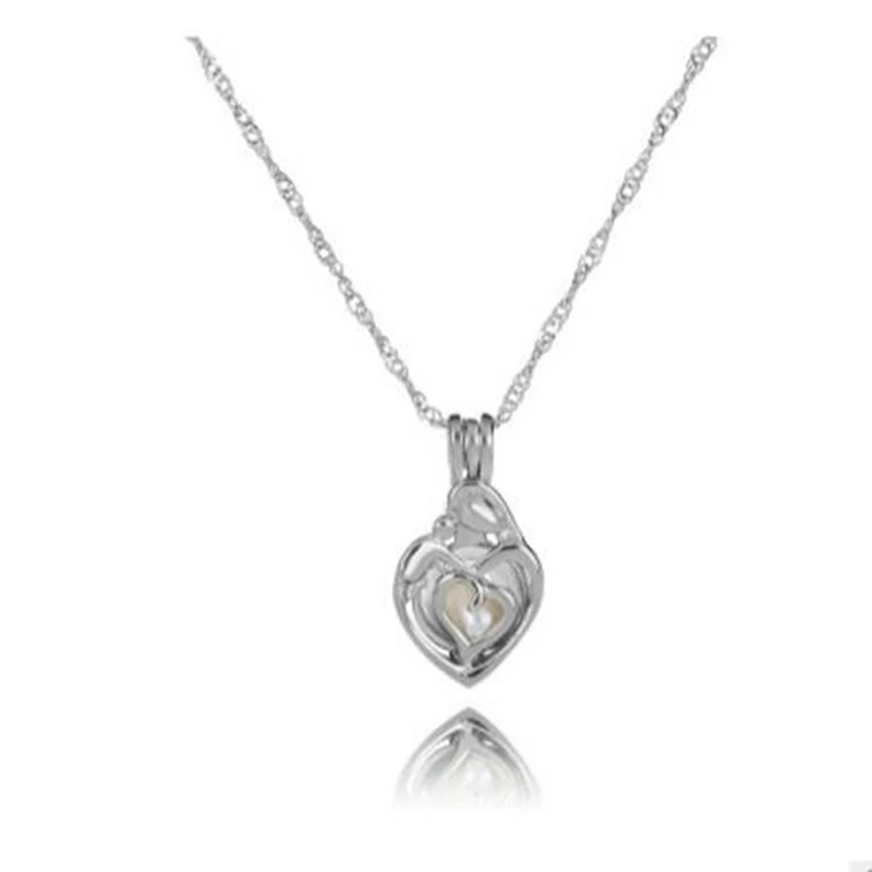 Модные жемчужные бусы клетка Двойное сердце любовь ожерелье для женщин Простые