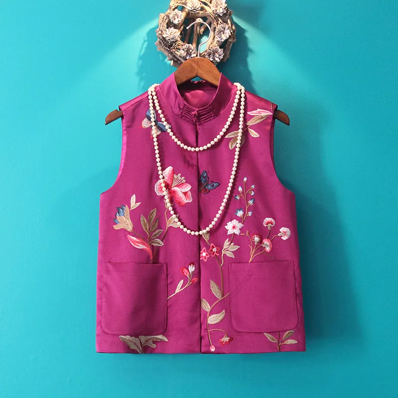 Китайский традиционный винтажный женский жилет с вышивкой | Тематическая одежда