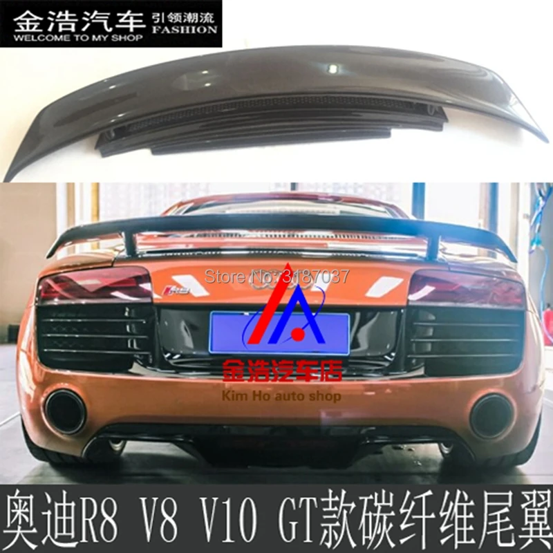 Для Audi R8 V8 V10 2008 2015 карбоновое волокно задний спойлер на крыше крыло багажника