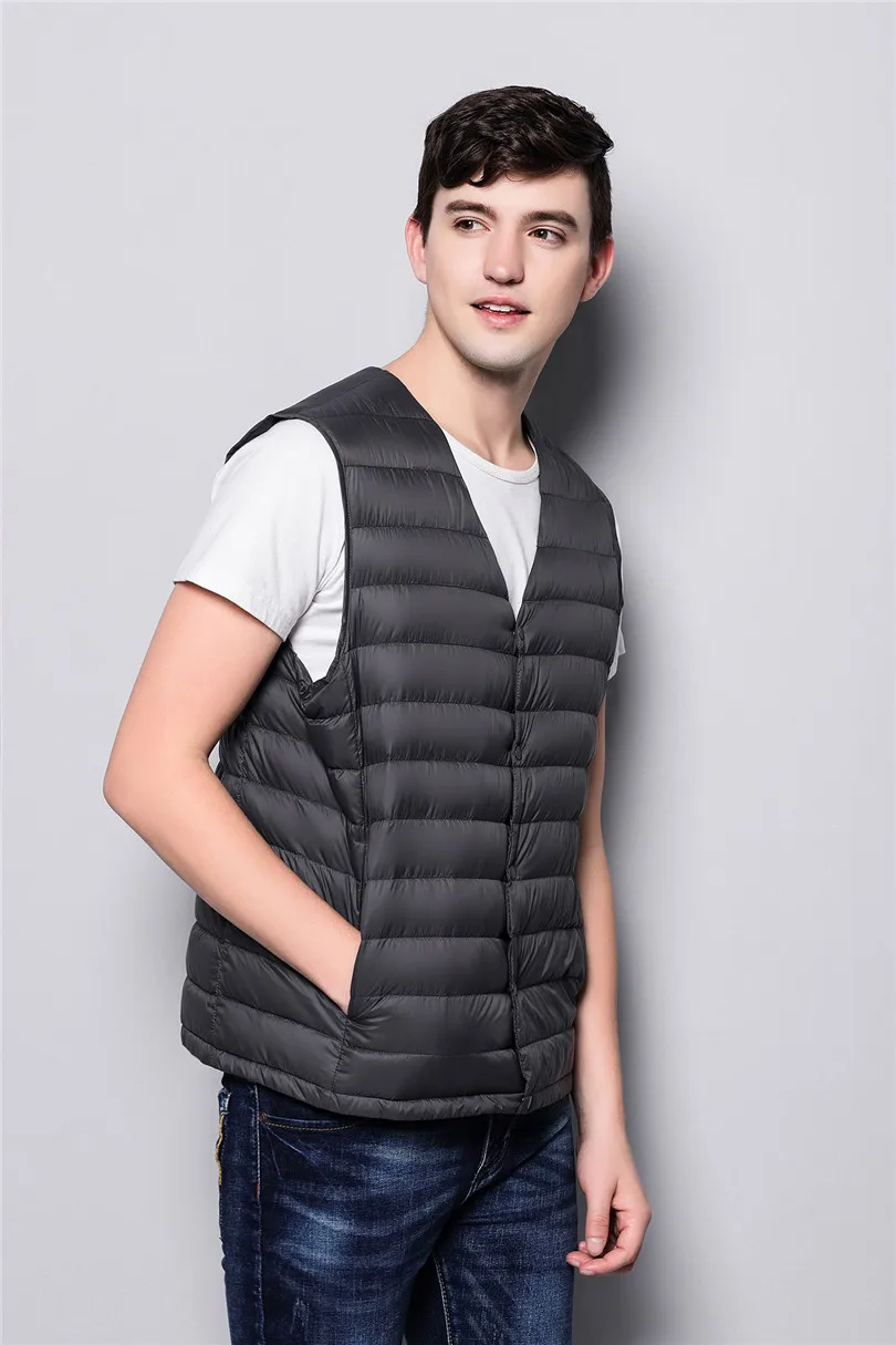 90% зимняя мужская куртка без рукавов на утином пуху Мужская Ультралегкая белая