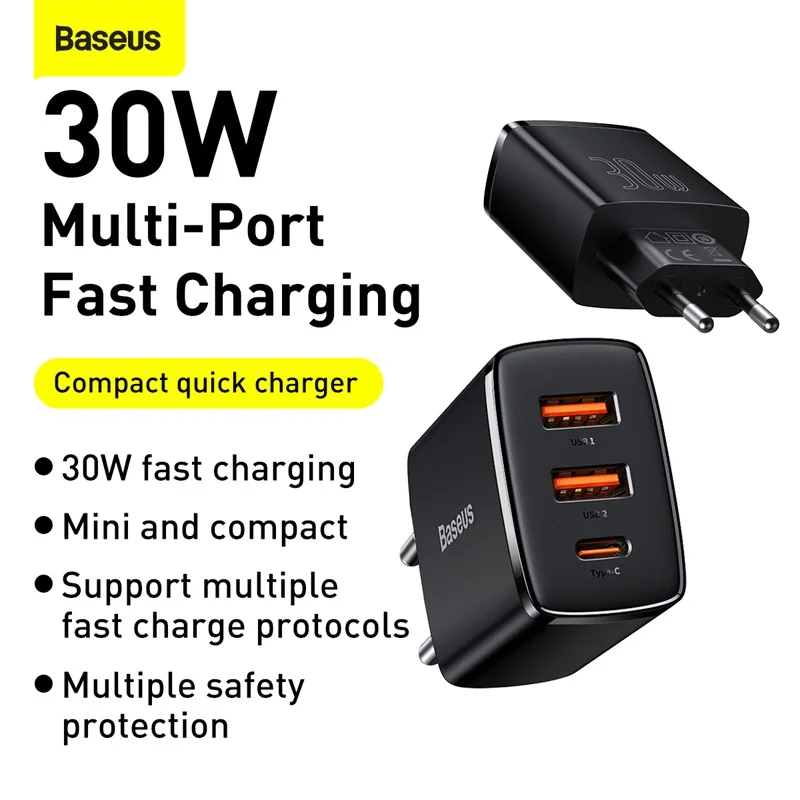 Зарядное устройство Baseus с портом USB Type-C и поддержкой быстрой зарядки 30 Вт |