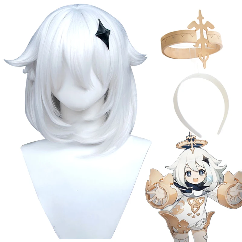 Genshin Impact Paimon Cosplay wigs Halo Head Wear Hair Accessory Halloween Headband Hairpin Carnival Party Costume Props