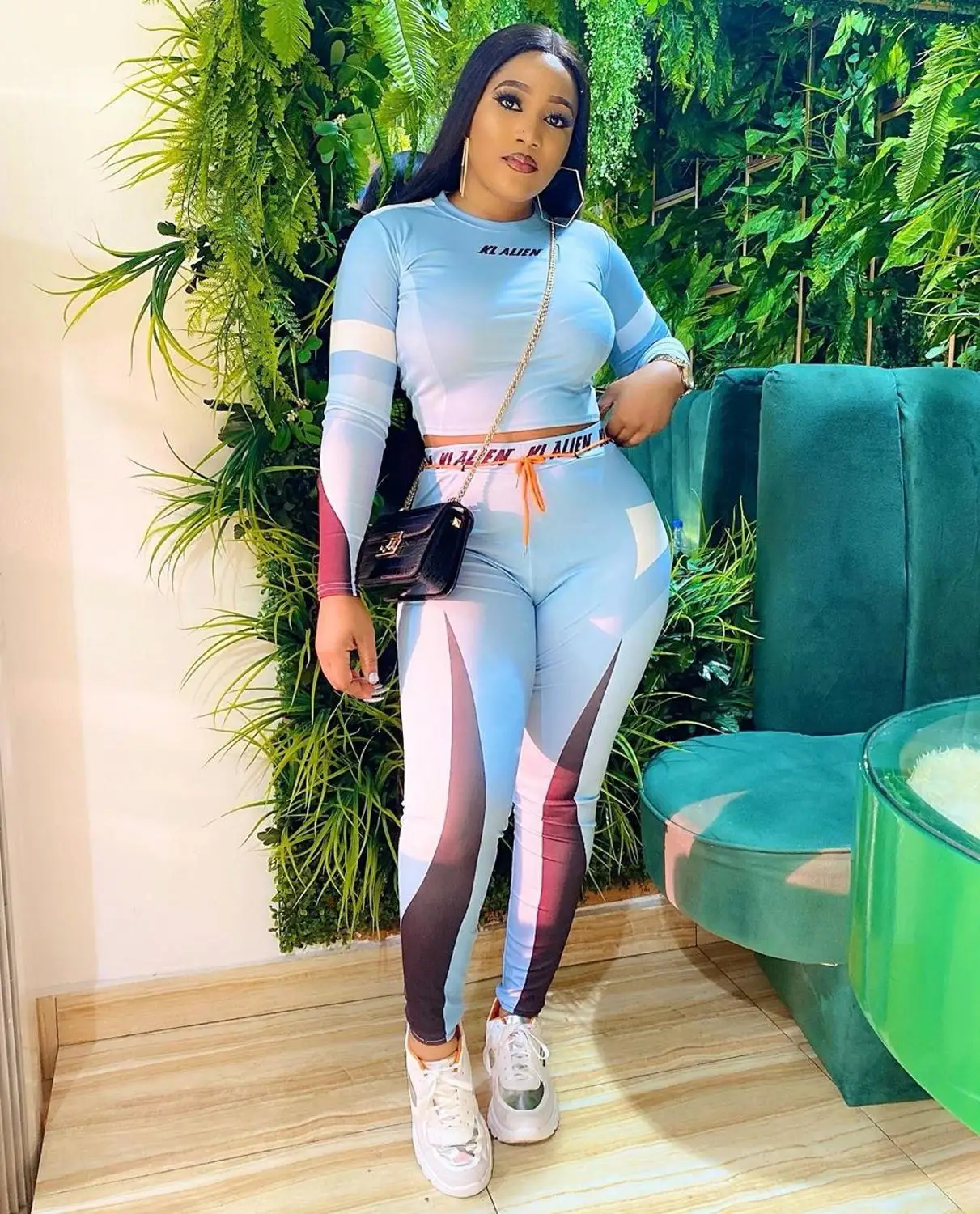 Женский спортивный костюм из двух предметов QY5016 модная облегающая футболка с