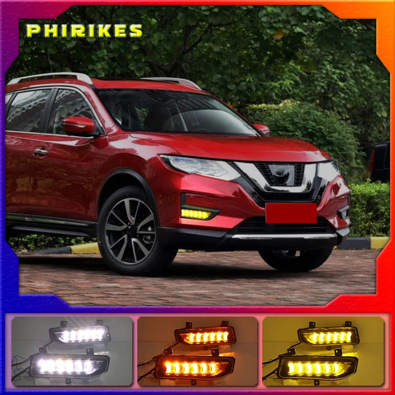 

2 шт. Светодиодный дневной светильник для Nissan X-trail T32 Xtrail 2017 2018 2019 Водонепроницаемый ABS 12В дневные ходовые огни противотуманных фар украшения